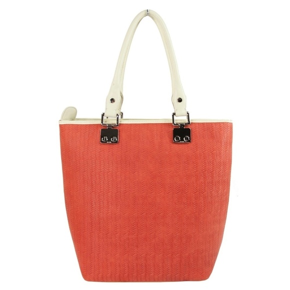 Treesje Orange Woven Leather Oranzer Tote Bag - Picture 4 of 6